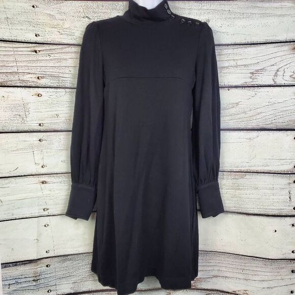 Karen Kane Black Mock Neck Sweater Dress Size M Long Sleeve USA Made - Picture 1 of 7